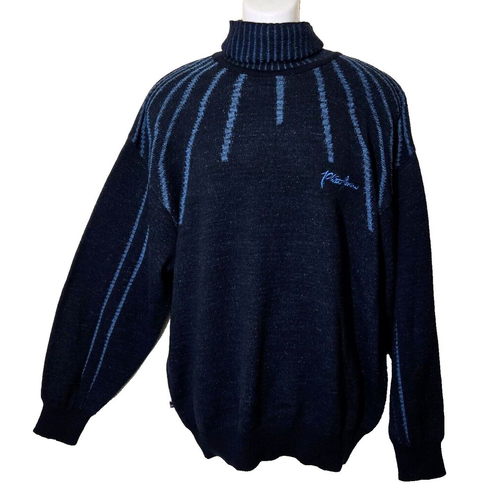 Phat Farm Sweater Mens XL Dark Blue Vintage Y2K 90s Wool Blend Turtleneck